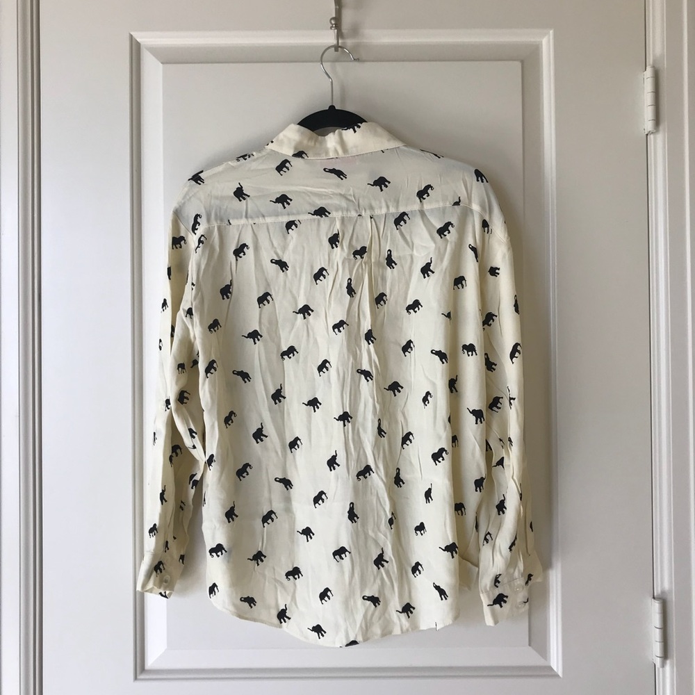 Asos petite white elephant print shirt，UK14/US10 - Picture 5 of 6